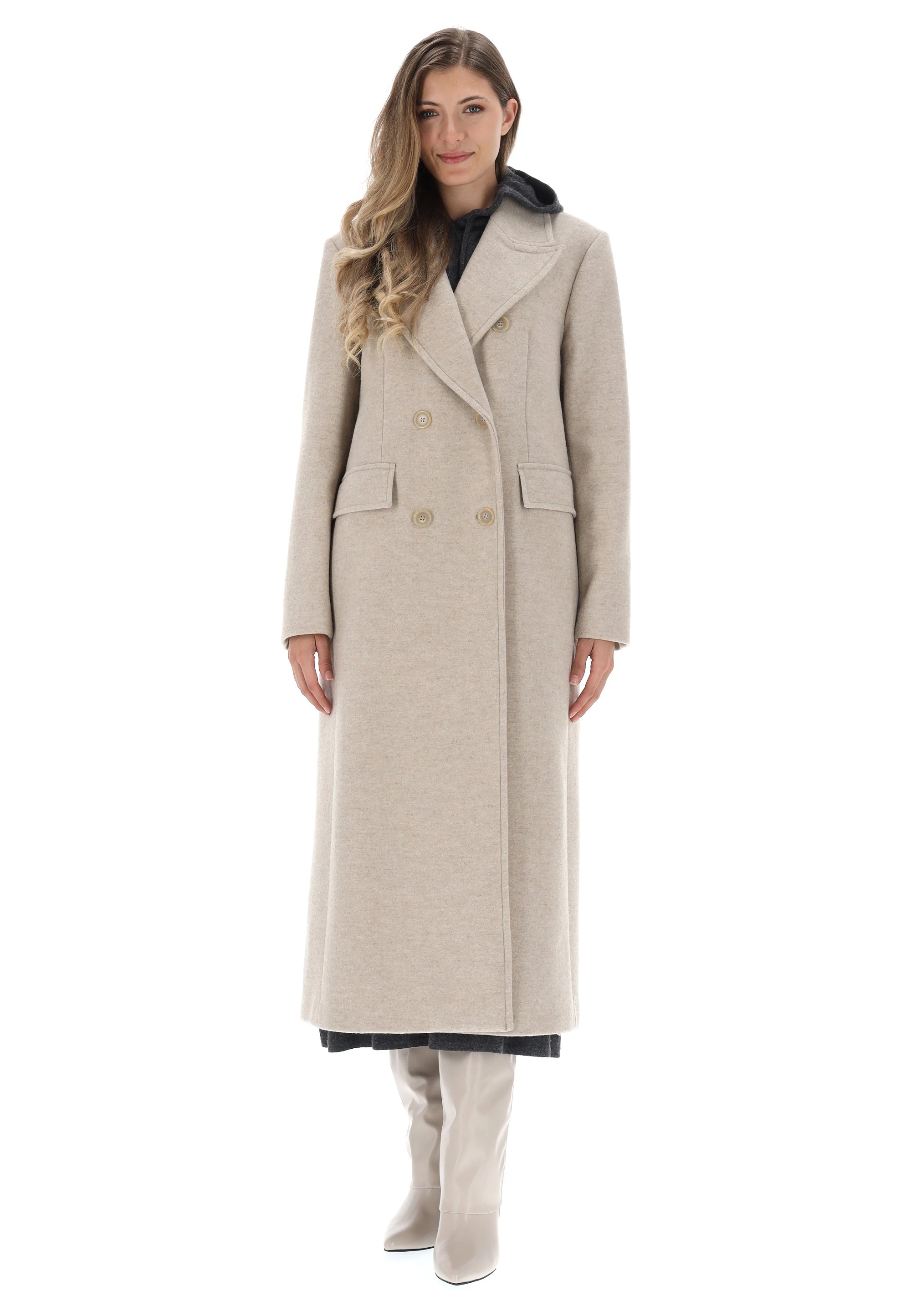 Cappotto lungo doppiopetto in lana PennyBlack mod. Terni