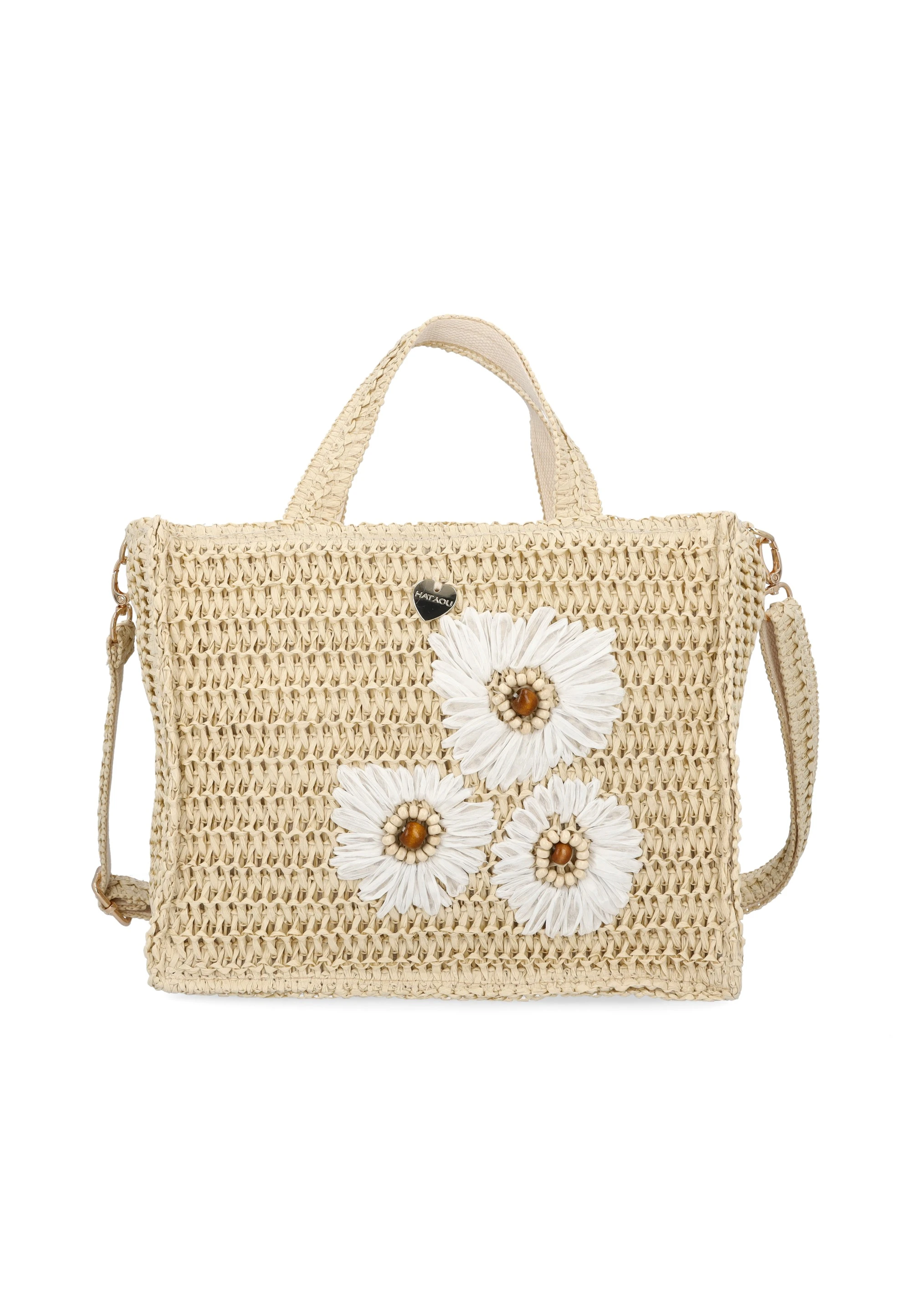 Borsa mano con tracolla Hat You in rafia BP0343