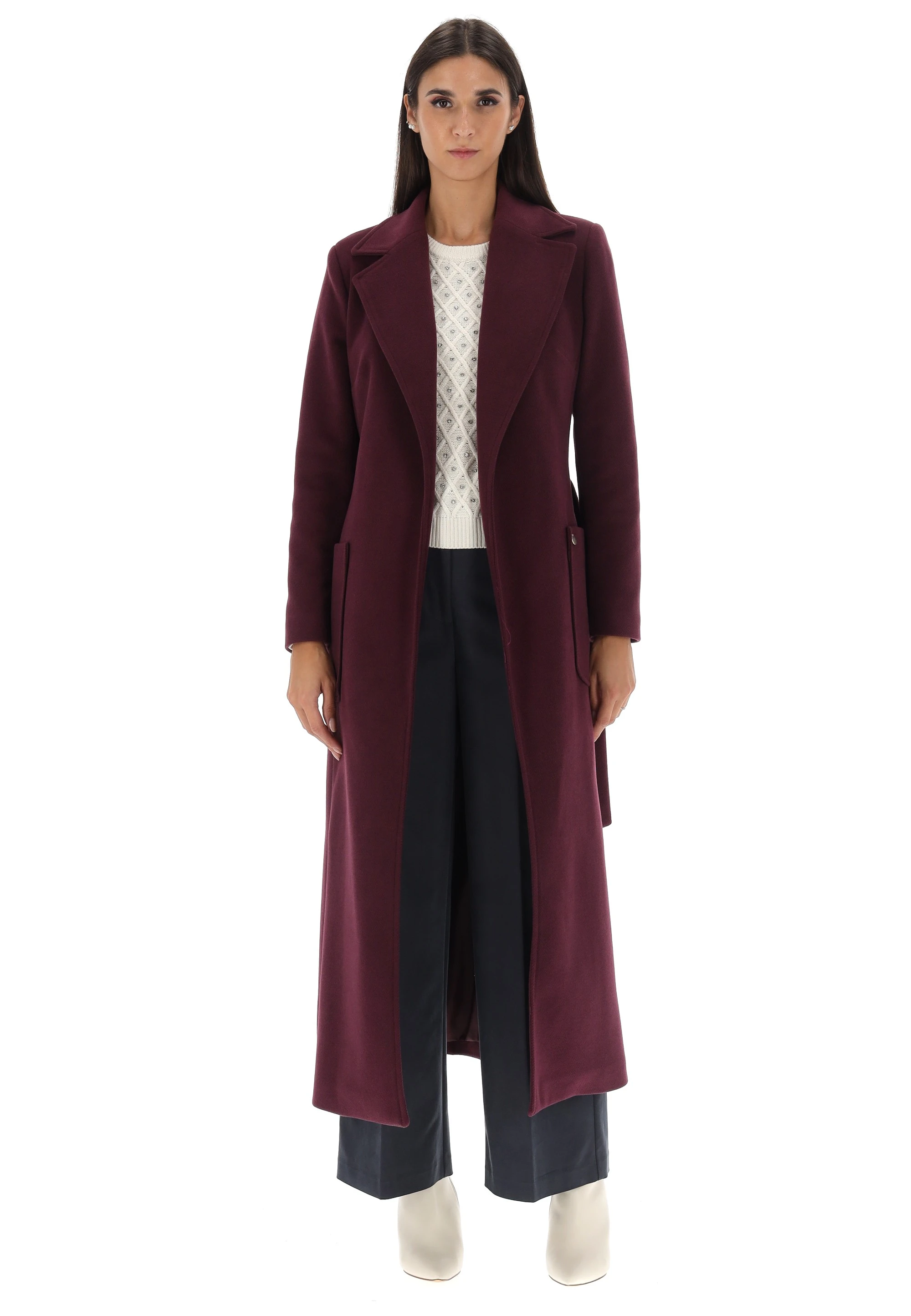 Cappotto lungo èks con fusciacca EKS4047