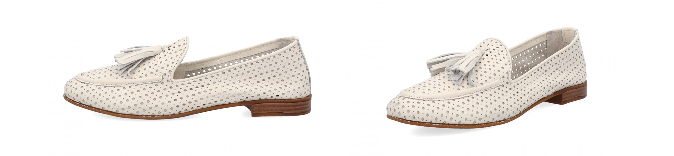 Mocassino in pelle traforato con decorazione nappina Shoelab donna