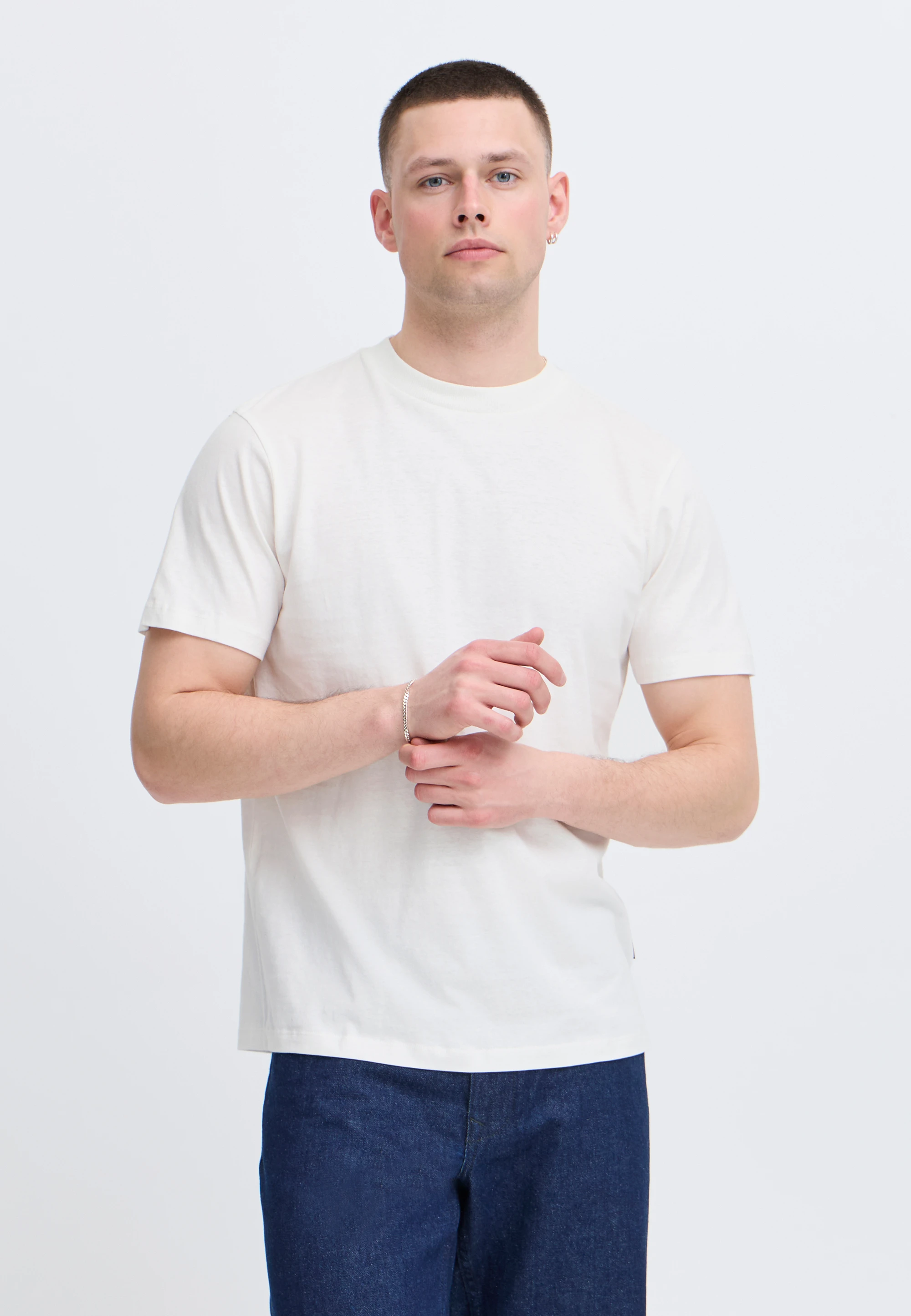 BLEND T-Shirt Uomo – Girocollo A Righe In Puro Cotone Biologico, Vestibilità Normale