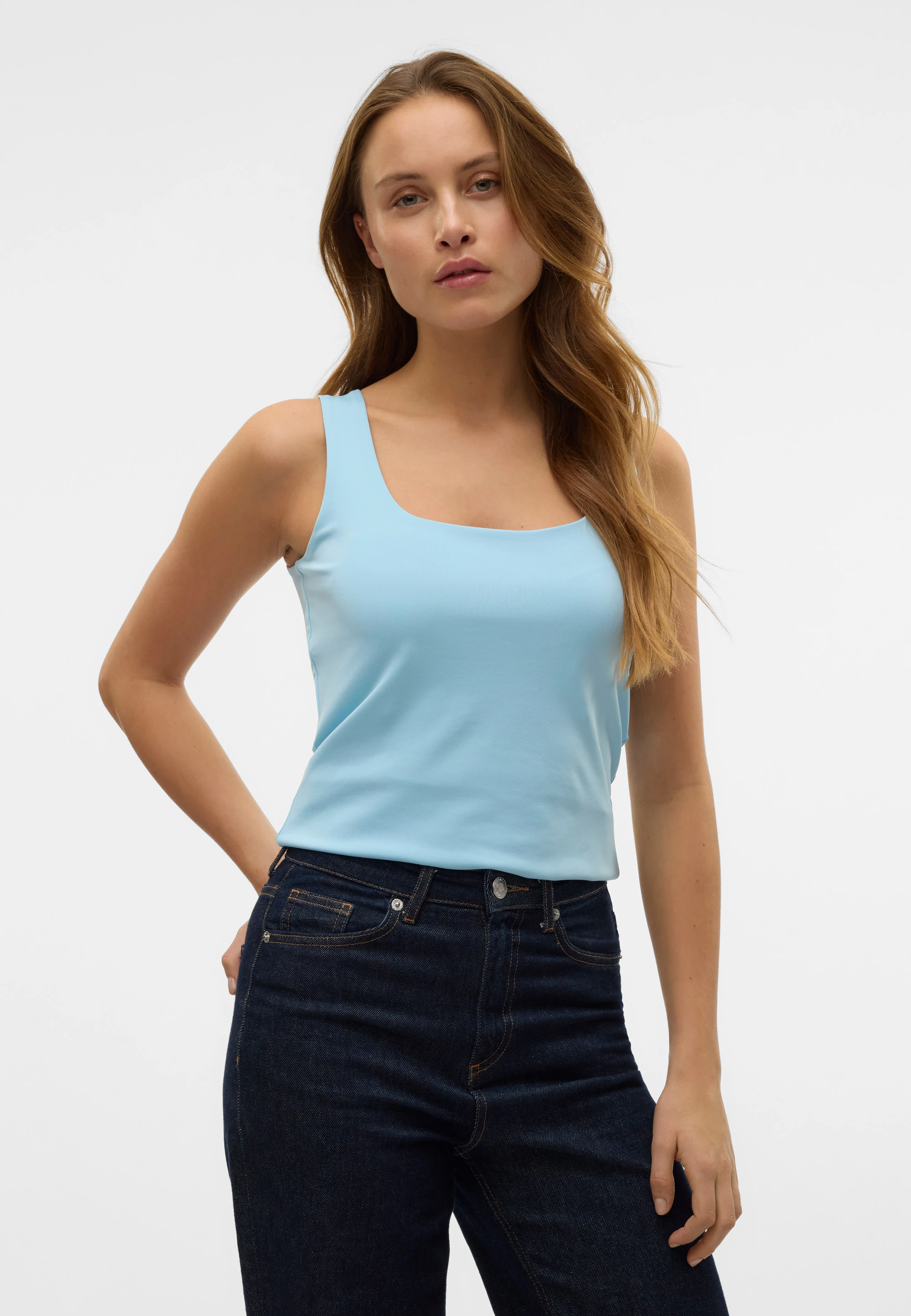 TAKEYAL Canotta Donna Con Scollo Quadrato | A Coste, Senza Maniche, Basic | Per Allenamento, Estate, Con Spalline Larghe | Lavabile In Lavatrice - 2