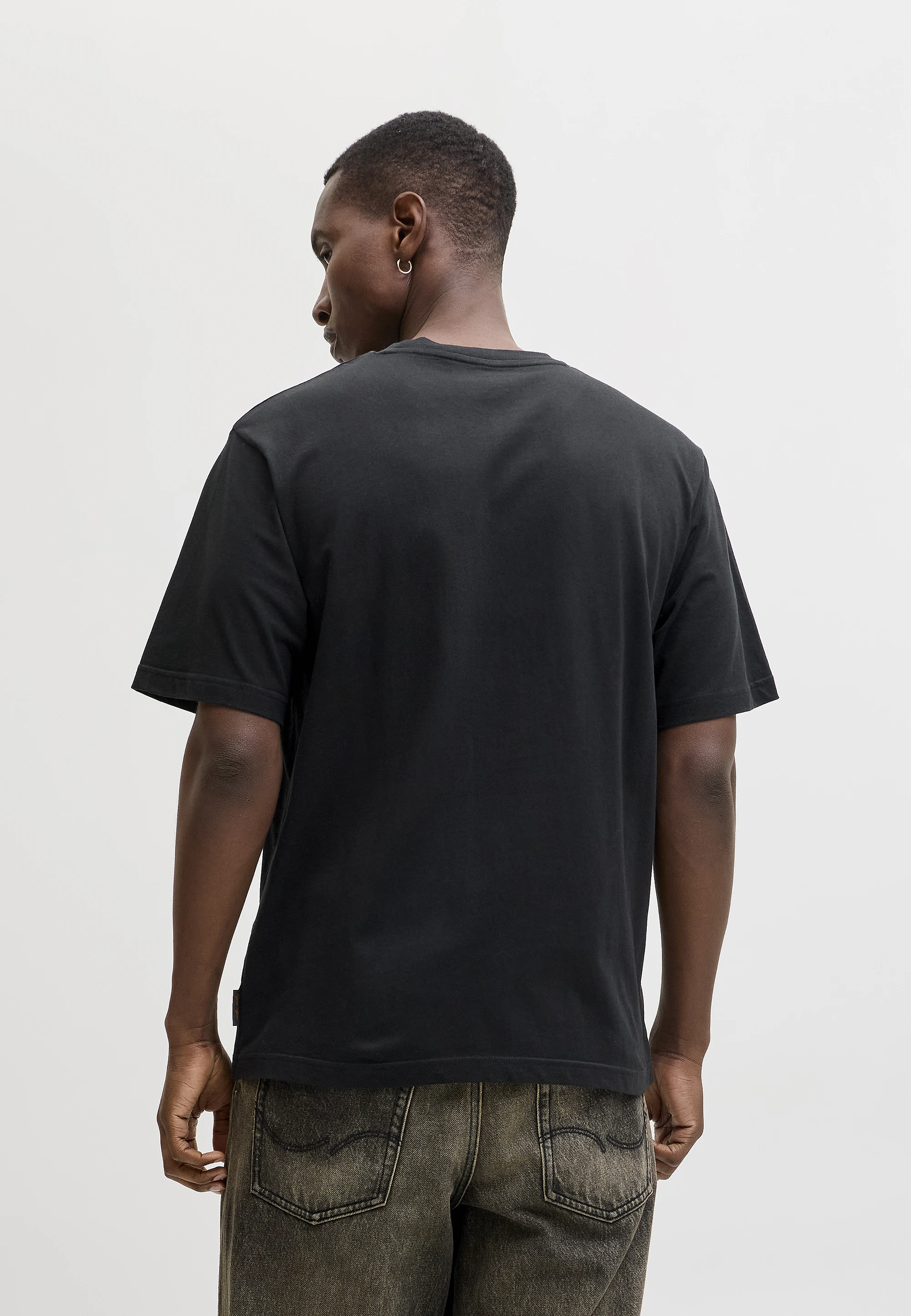 JACK & JONES Jjxmas Jolly Tee T-shirt Uomo Girocollo, Nero, Taglia L, Con Stampa Gommata Soffice