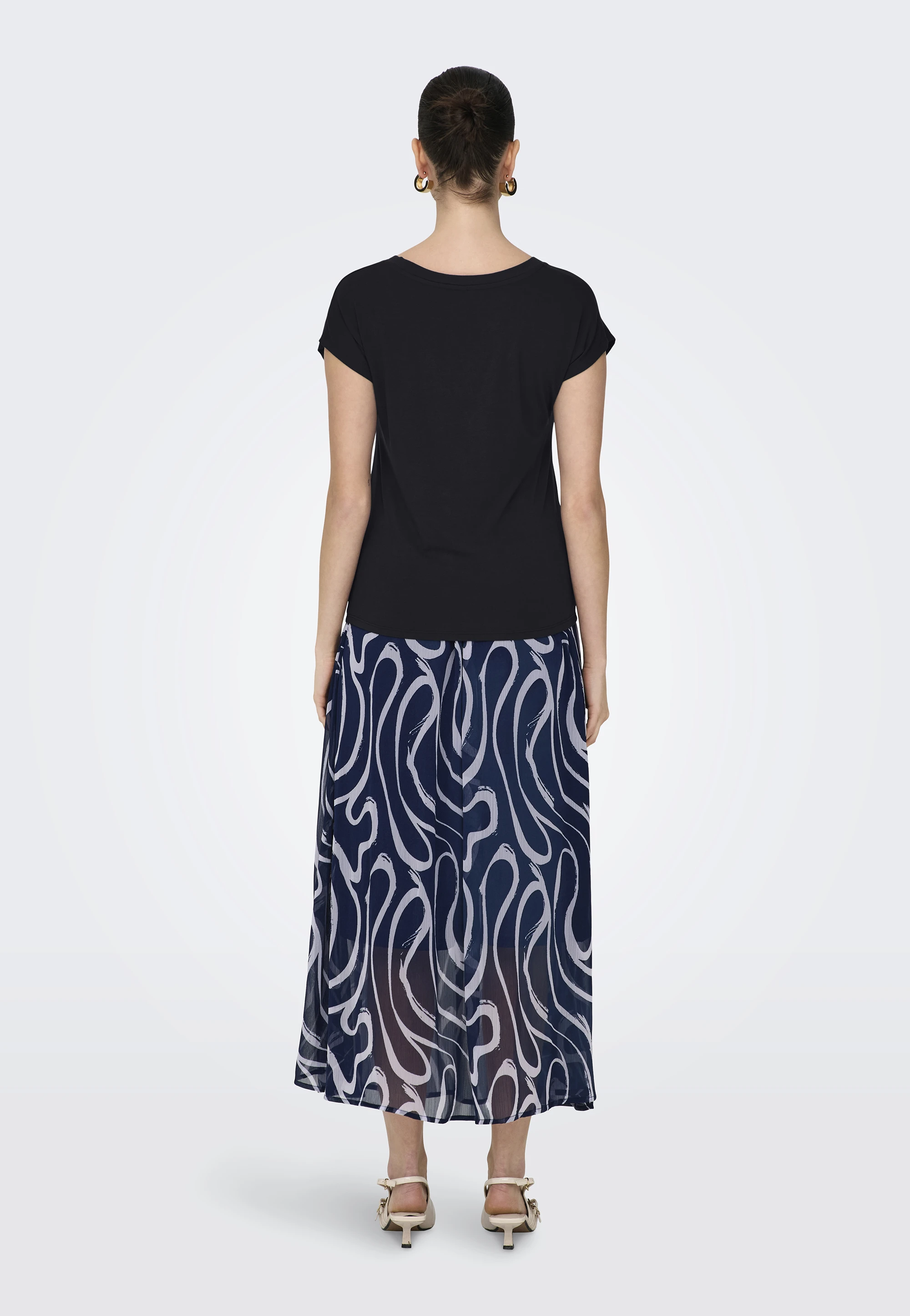 YWLINK Maglietta estiva da donna a maniche corte con scollo a V a righe e maniche corte, Nero , M