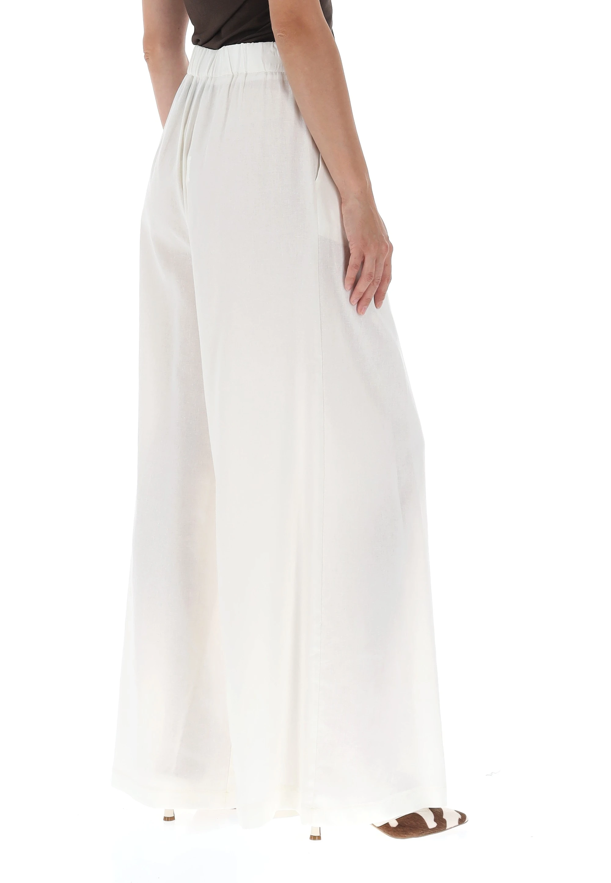 Pantalone a palazzo èks in lino misto viscosa - Nico.it