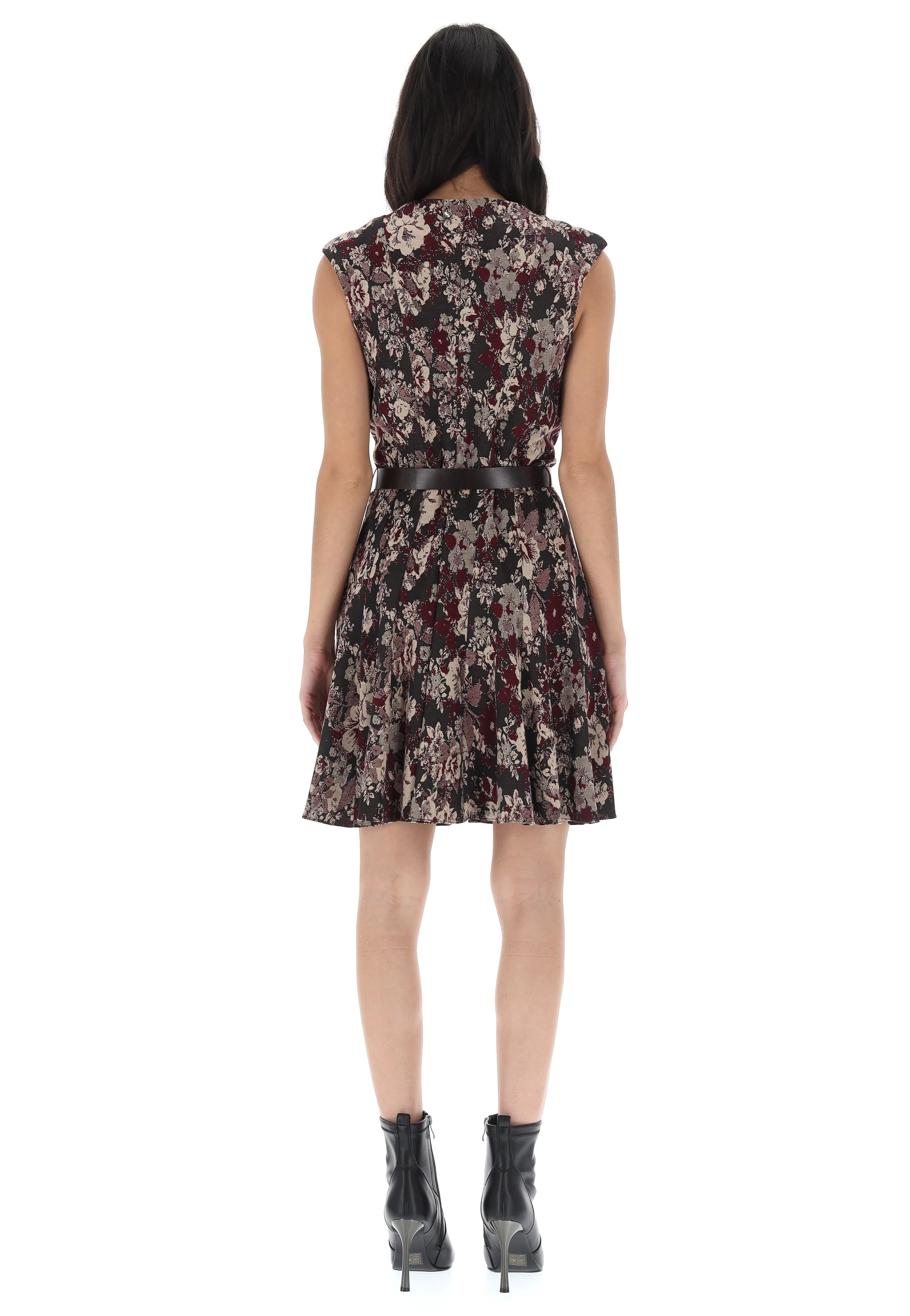 Mini Abito Donna Franki Svasato Girocollo Elasticizzato - Viscosa Ed Elastan